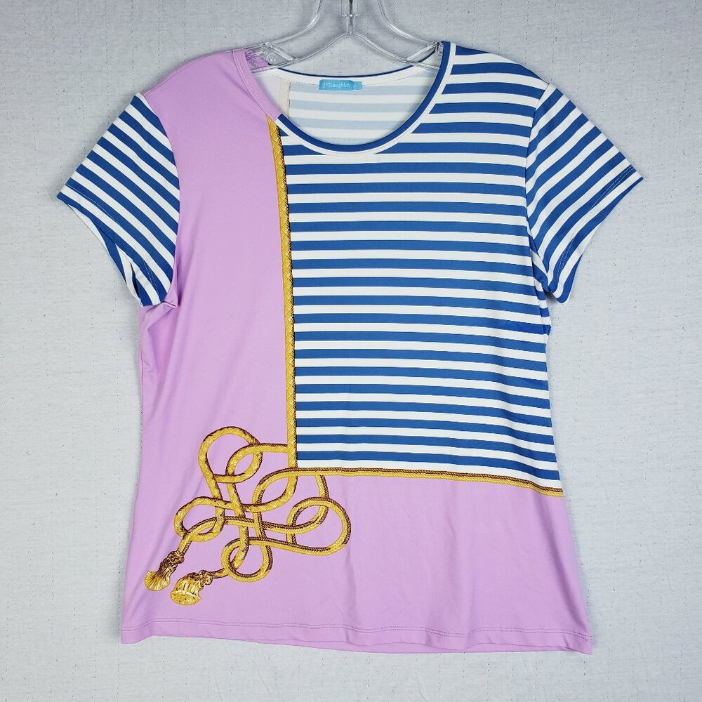 J. McLaughlin Top Catalina Cloth Striped Colorblock Blouse Tee Shirt size L